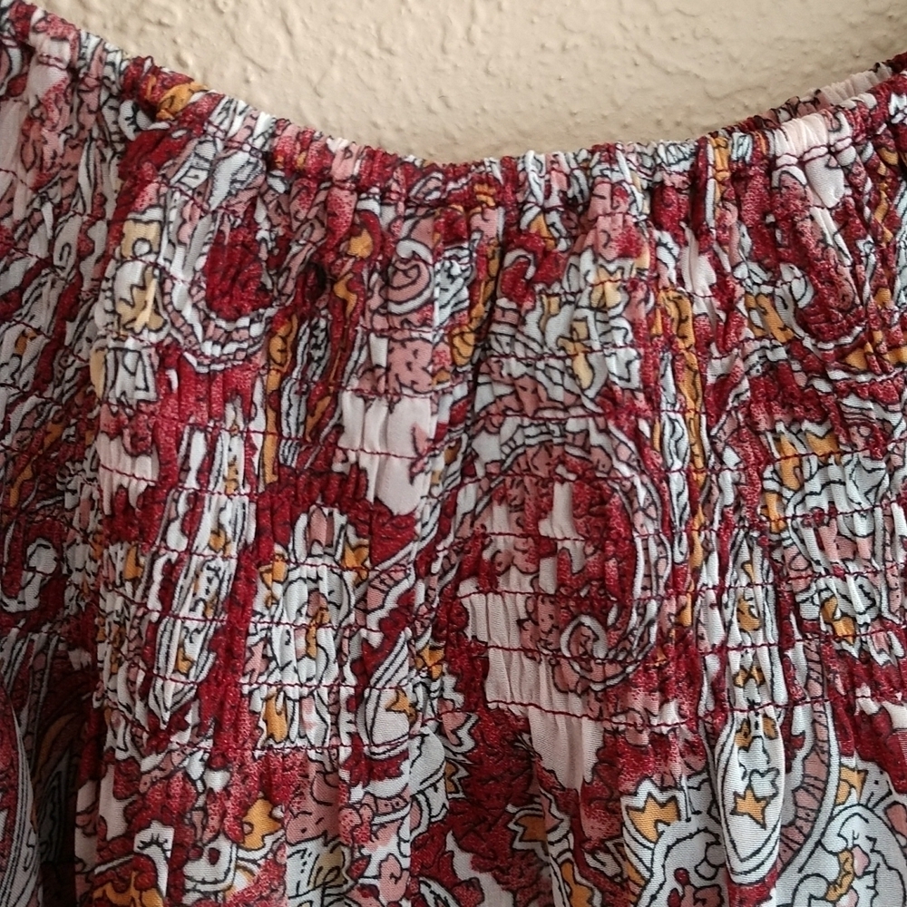 NWT i Jeans by Buffalo Bell Sleeve Paisley Boho Sheer Blouse Size L - Picture 4 of 12